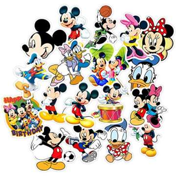 50pcs Vinyl Stickers Waterproof Disney Mickey Minnie Graffiti Decals for Water Bottles Cars Motorcycle Skateboard Portable Luggages Phone Ipad Laptops