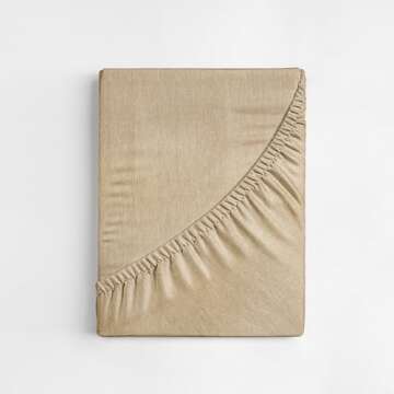 Twin Size Fitted Bed Sheet - Hotel Luxury Single Fitted Sheet Only - Fits Mattress Up to 16 - Extra Soft, Wrinkle Free, Breathable Sheet - Bottom Fitted Sheet - Heathered Tan Single Fitted Sheet Only