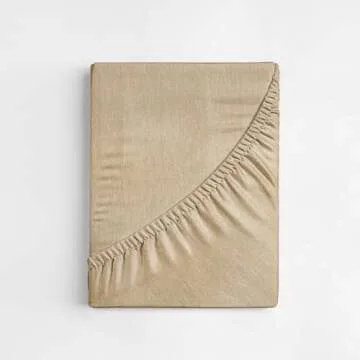 Twin Size Fitted Bed Sheet - Hotel Luxury Single Fitted Sheet Only - Fits Mattress Up to 16 - Extra Soft, Wrinkle Free, Breathable Sheet - Bottom Fitted Sheet - Heathered Tan Single Fitted Sheet Only