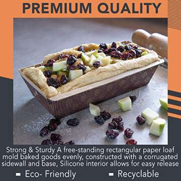 Paper Baking Loaf Pans – 25pcs, 7” x 3” x 2”, 16oz – Microwave, Freezer & Oven Safe up to 390° F – Disposable, Grease Resistant & Eco-Friendly Paper Bread Pan – for Runny, Thick, & Dough Batter