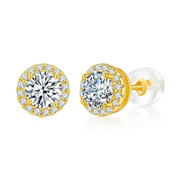 Stunning Moissanite Stud Earrings in 18K Gold & Silver - VVS1 Quality