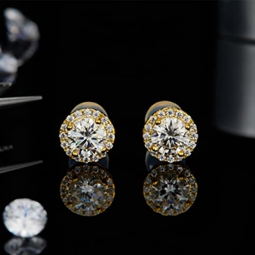 Moissanite Stud Earrings in 18K Gold & Silver
