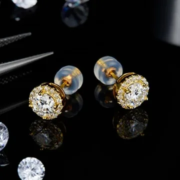 Moissanite Stud Earrings in 18K Gold & Silver
