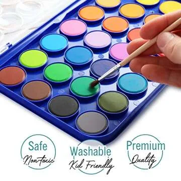 2 Pack Watercolor Paint Set 12 Vivid Colors Includes Watercolour Mixing Palette and 2 Brushes, Perfect For Artists, Beginner Painters, Kids and Adult Painting