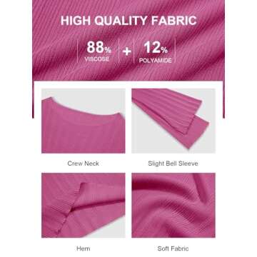 Cicy Bell Womens Bell Long Sleeve Tops Going Out Knitted Fall Pullover Lightweight Sweater Shirts Pink