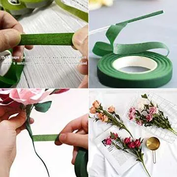 zYoung Floral Tape for Bouquets and Crafts - 4 Rolls, Dark Green