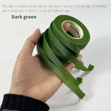 zYoung Floral Tape for Bouquets and Crafts - 4 Rolls, Dark Green