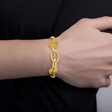 Steve Madden Women's Oval Link Yellow Gold-Tone Bracelet