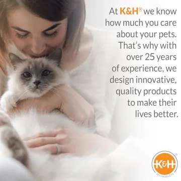 K&H PET PRODUCTS Self-Warming Cat Bed Pad, Self-Heating Thermal Cat and Dog Bed Mat, Cat Warmer Mat for Feral and Indoor Cats, Gray/ Black 21 X 17 Inches