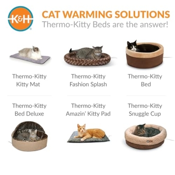 K&H PET PRODUCTS Self-Warming Cat Bed Pad, Self-Heating Thermal Cat and Dog Bed Mat, Cat Warmer Mat for Feral and Indoor Cats, Gray/ Black 21 X 17 Inches