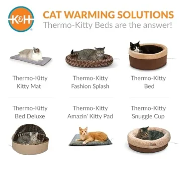 K&H PET PRODUCTS Self-Warming Cat Bed Pad, Self-Heating Thermal Cat and Dog Bed Mat, Cat Warmer Mat for Feral and Indoor Cats, Gray/ Black 21 X 17 Inches