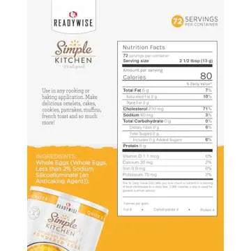 READYWISE - Simple Kitchen, Powdered Eggs, 72 Servings, Emergency Food Supply, Dehydrated Food, Baking Supplies, Camping Meals, Survival Food, 10 Can Egg Powder, Dehydrated Eggs Powder