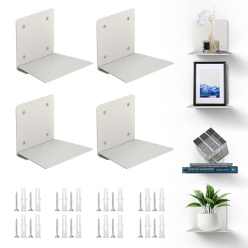Eapele Floating Book Shelves for Wall - Sturdy, Space-saving Design, Easy Install, Grey (4pcs)