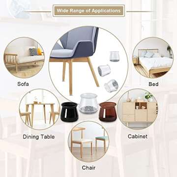 32pcs Chair Leg Floor Protectors,Bar stools Leg Protectors Caps,Dining Room Table Chair Leg Protectors for Hardwood Floors, Chair Leg Covers Silicone Felt Furniture Pads (Small fit: 0.9'' - 1.29'')