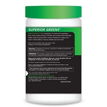 FoodScience of Vermont Superior Greens, Dietary Supplement Drink Mix to Support Detoxification and Digestion, 60 Servings