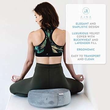 AJNA Wellness Yoga Practice Complete Set - Yoga Bolster, Meditation Cushion, Jute Yoga Mat