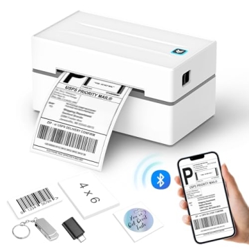 Anycash Bluetooth Thermal Shipping Label Printer, Wireless 4x6 Shipping Label Sticker Printer for Sm...