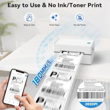 Anycash Bluetooth Thermal Shipping Label Printer, Wireless 4x6 Shipping Label Sticker Printer for Small Business and Office, Compatible with Android&iOS Windows, Used for Amazon, Shopify, Etsy USPS
