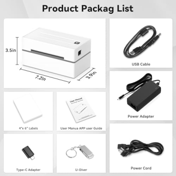 Anycash Bluetooth Thermal Shipping Label Printer, Wireless 4x6 Shipping Label Sticker Printer for Small Business and Office, Compatible with Android&iOS Windows, Used for Amazon, Shopify, Etsy USPS