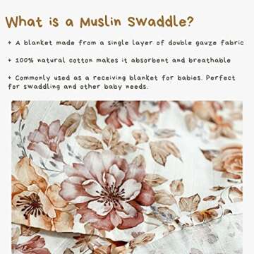 Mini Wander Muslin Swaddle Blanket – Sunset Floral Baby Blanket Wrap, Cute Infant Newborn Essentia...