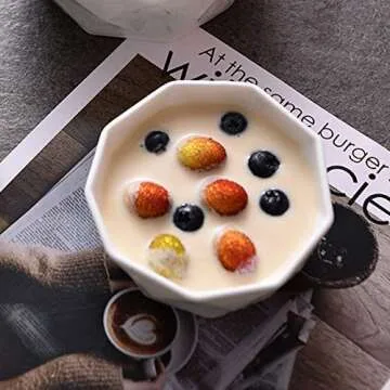 Kingrol 8 Pack Dessert Bowls Porcelain Ramekins, 8 Ounce White Ceramic Serving Bowls - Dishwasher Microwave Safe - for Ice Cream, Dessert, Small Side Dishes, Salad, Fruit, Dip (White)