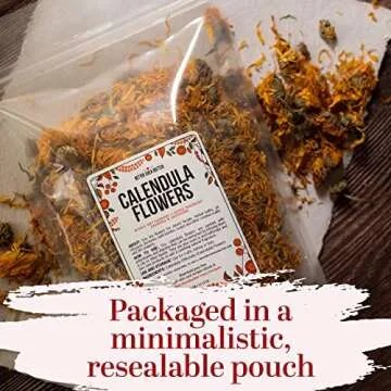 Dried Calendula Flowers - Edible Dried Marigold Flowers for Soap Making, Calendula Tea, Herb Infusions and Tinctures - Dried Flowers for Bath Salts - Calendula Officinalis 4 oz