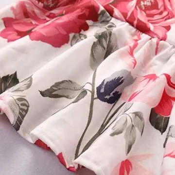 CARETOO Girls Clothes Outfits, Cute Baby Girl Floral Short Sleeve Pant Set Flower Ruffle Top