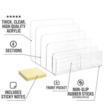 E+COUNT Acrylic Desk Filer, Clear File Holder for Office Organization - Acrylic File Organizer, File...