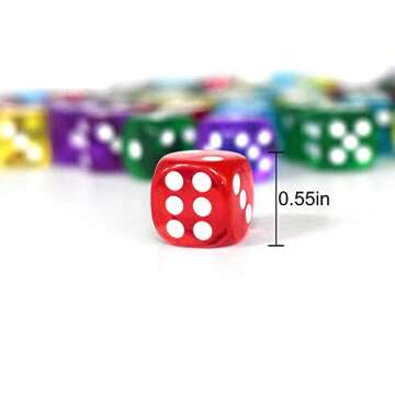 50 Pack 14MM 6 Sided Dice Set Translucent Colors Dice with Black Pouch for Board Game