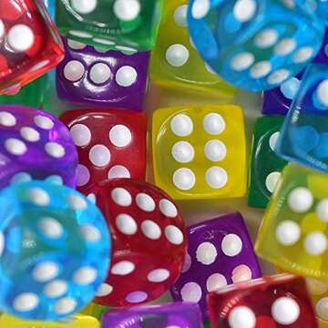 50 Pack 14MM Translucent 6 Sided Dice Set with Pouch