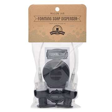 Jarmazing Products Mason Jar Foaming Soap Dispenser Lids - Includes Waterproof Stickers! Black - 2 Pack