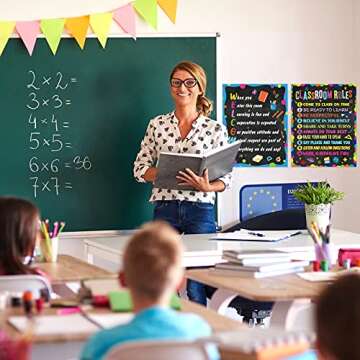 launuo Classroom Rules Poster Set for Motivational Decor