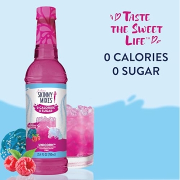 Jordan's Skinny Mixes Sugar Free Syrup, Unicorn Flavor, Fruit Flavored Water Enhancer, Drink Mix for Ice Tea, Lemonade & More, Zero Calorie Flavoring, Keto Friendly, 25.4 Fl Oz, 1 Pack