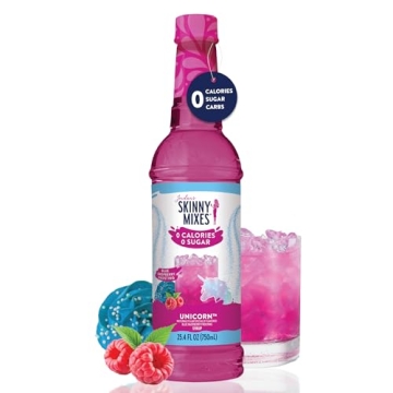 Jordan's Skinny Mixes Sugar Free Syrup, Unicorn Flavor, Fruit Flavored Water Enhancer, Drink Mix for Ice Tea, Lemonade & More, Zero Calorie Flavoring, Keto Friendly, 25.4 Fl Oz, 1 Pack