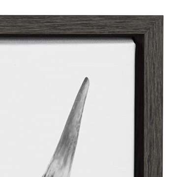 Kate and Laurel Sylvie B&W Highland Cow No. 1 Portrait Framed Canvas Wall Art by Amy Peterson Art Studio, 28x38 Gray, Rustic Farm Animal Art for Wall