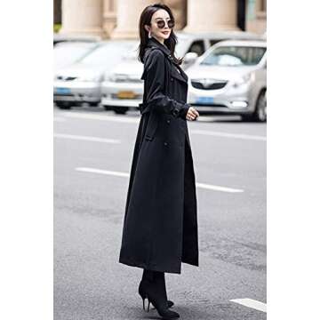ebossy Women's Double Breasted Duster Trench Coat