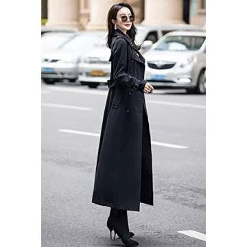 ebossy Women's Double Breasted Duster Trench Coat