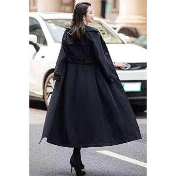 ebossy Women's Double Breasted Duster Trench Coat