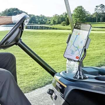 TOPGO Cup Phone Holder for Car [2025 Upgraded Ultra-Sturdy & Non-Shaking] Car Phone Mount with Adjustable Long Gooseneck Cell Phone Automobile Cradles for iPhone 16 Pro Max and More Smartphone - Black