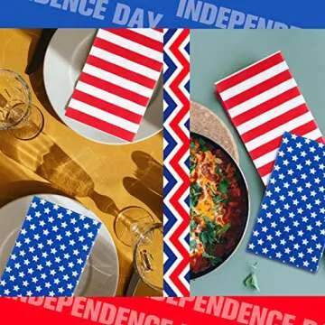 Teling 100 Pcs American Flag Patriotic Party Supplies 3 Ply Disposable Paper Napkins Cocktail Napkins for Veterans Day Election Day 4th of July Independence Day Decorations
