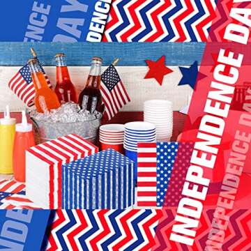 Teling 100 Pcs American Flag Patriotic Party Supplies 3 Ply Disposable Paper Napkins Cocktail Napkins for Veterans Day Election Day 4th of July Independence Day Decorations