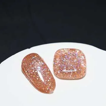 FZANEST Rose Gold Glitter Gel Nail Polish Led UV Gel Polish Holographic Color Sparkle Gel Nail 15ml
