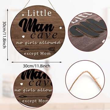 Little Man Cave Door Sign Wood Baby Boy Nursery Decor Little Boy Nursery Room Wall Art for Boys Bedr...