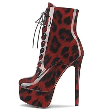 Aachcol Women Ankle Boots - Stylish Platform Stiletto High Heels, Lace-Up Multicolor