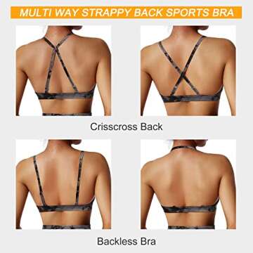 RUUHEE Women Workout Sports Bra Backless Criss Cross Halter Padded Low Impact Yoga Crop Bras(Medium,Black Tie Dye-4)
