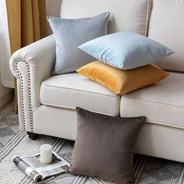 Phantoscope Pack of 2 Velvet Decorative Throw Pillow Covers Soft Solid Square Cushion Case for Couch Black 24 x 24 inches 60 x 60 cm