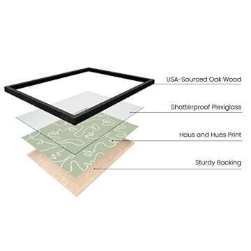 HAUS AND HUES Art Poster - Female Figure Line Art, 12x16 Unframed, Minimalist Wall Decor, Green Face...