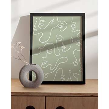 HAUS AND HUES Art Poster - Female Figure Line Art, 12x16 Unframed, Minimalist Wall Decor, Green Face Line, Modern Abstract Wall Art for Living Room & Bedroom