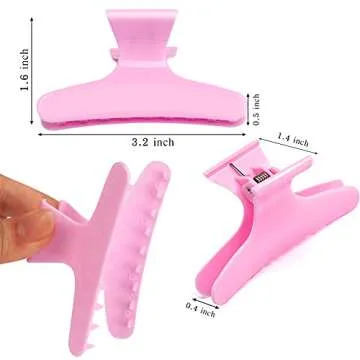 Ondder 12 Pack PInk Butterfly Hair Clamps Clips Hair Claw Clips Pro Salon Clip for Styling, Sectioni...