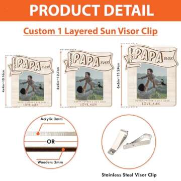 Personalized Photo Car Visor Clip for Dads and Moms